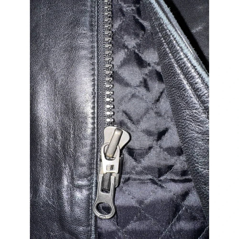 Vintage Y2K Men's Claiborne Soft Lambskin Black‎ Leather Jacket Med. Full Zip